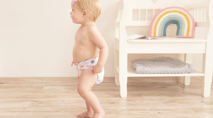 toddler in cloth diaper
