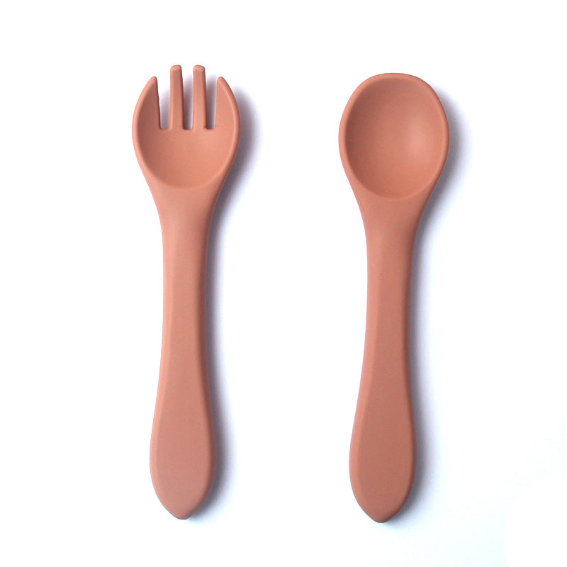silicone spoon and fork rosa