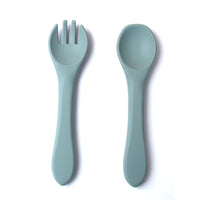 silicone fork and spoon set blue